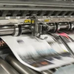 Offset printing press in UAE running high-volume jobs on large sheets for flyers, brochures and packaging.