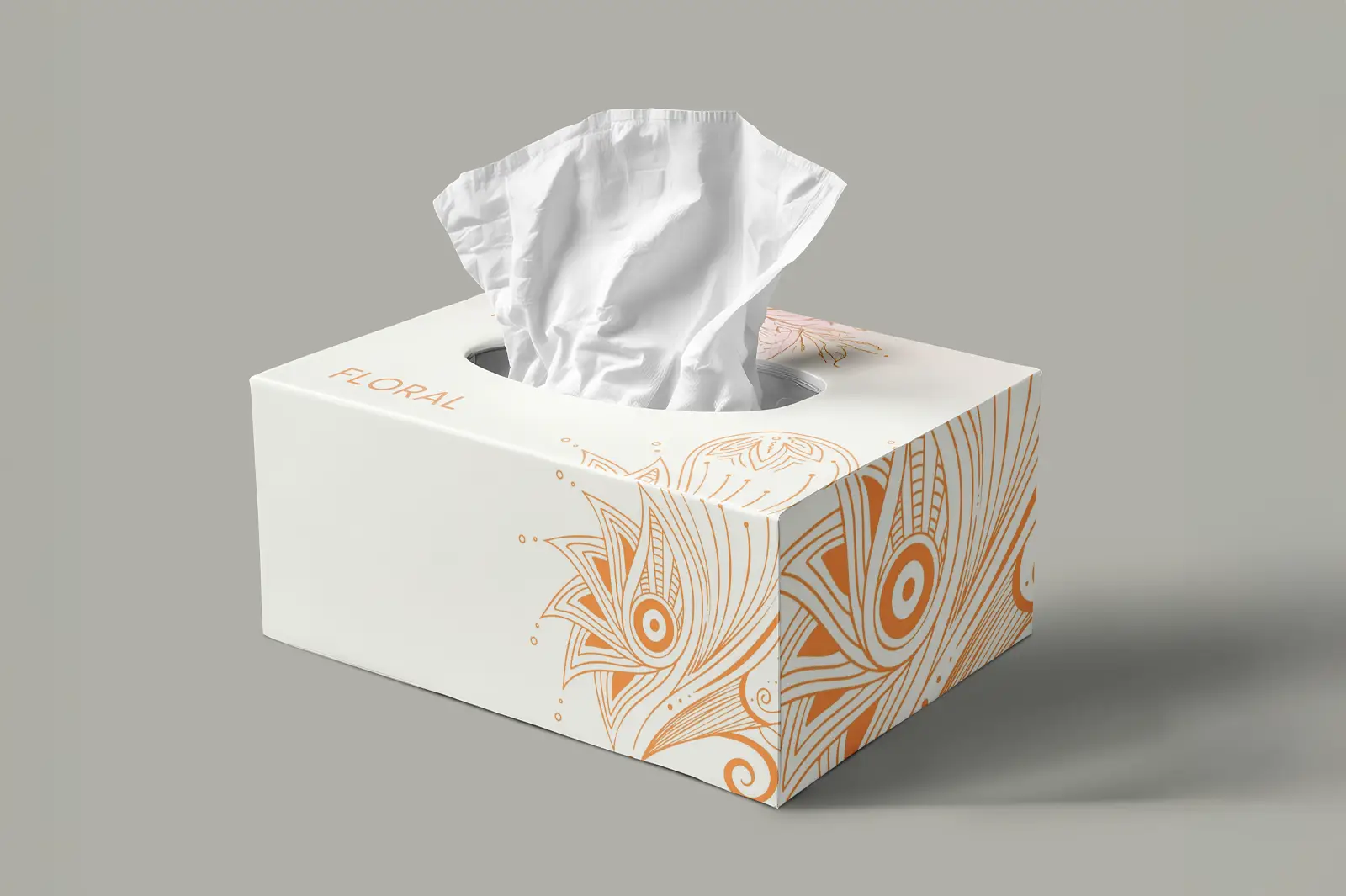 Custom-printed tissue box packaging protecting cosmetics and personal care products with hygienic, branded professional design for offices and retail
