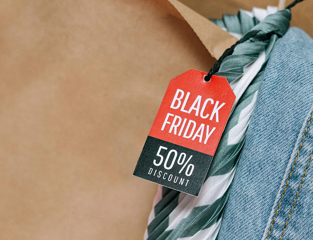 fashion discount hang tag attached to clothing item