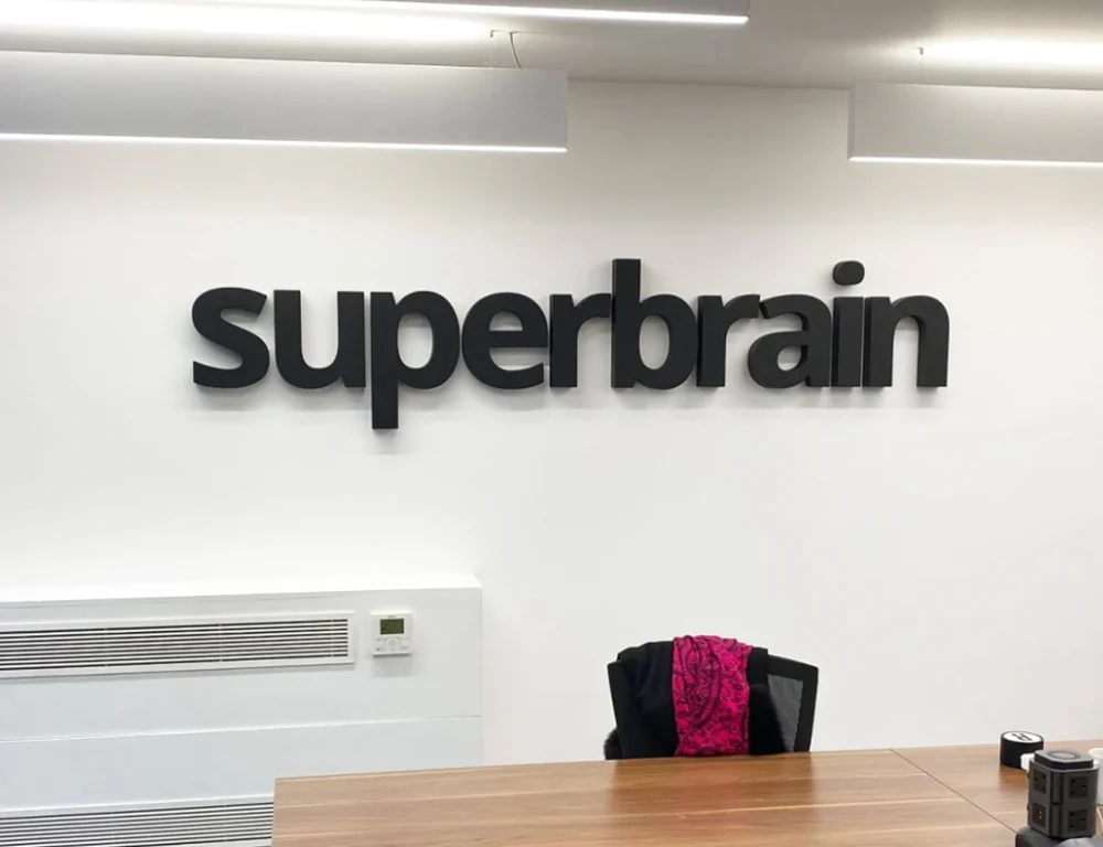 custom 3D acrylic letter wall logo for business reception area